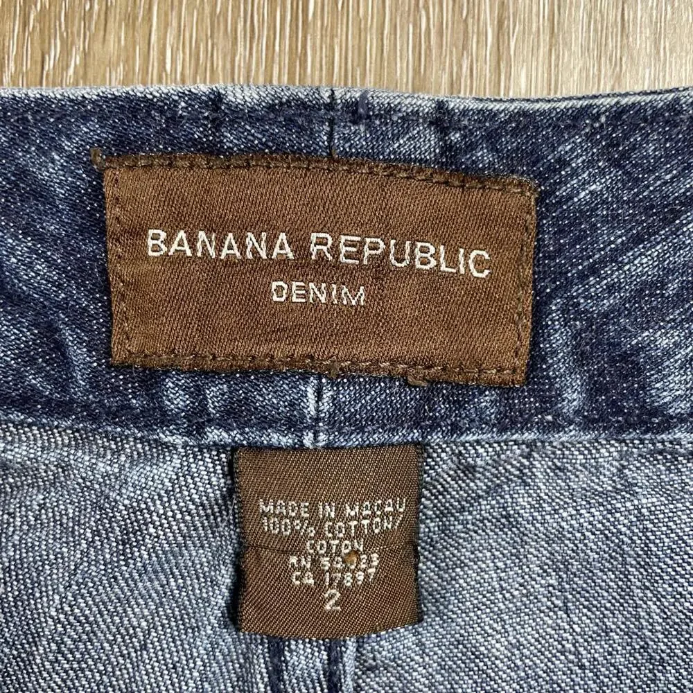 Y2K Banana Republic Dark Wash Jeans Ankle Women's 2 Straight leg Slit Hem Indigo - Picture 6 of 7